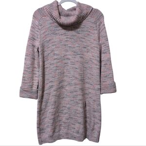 J Jill Pure Tunic Sweater Tunic Marled Knit Cowl Neck Coral Dust size Small